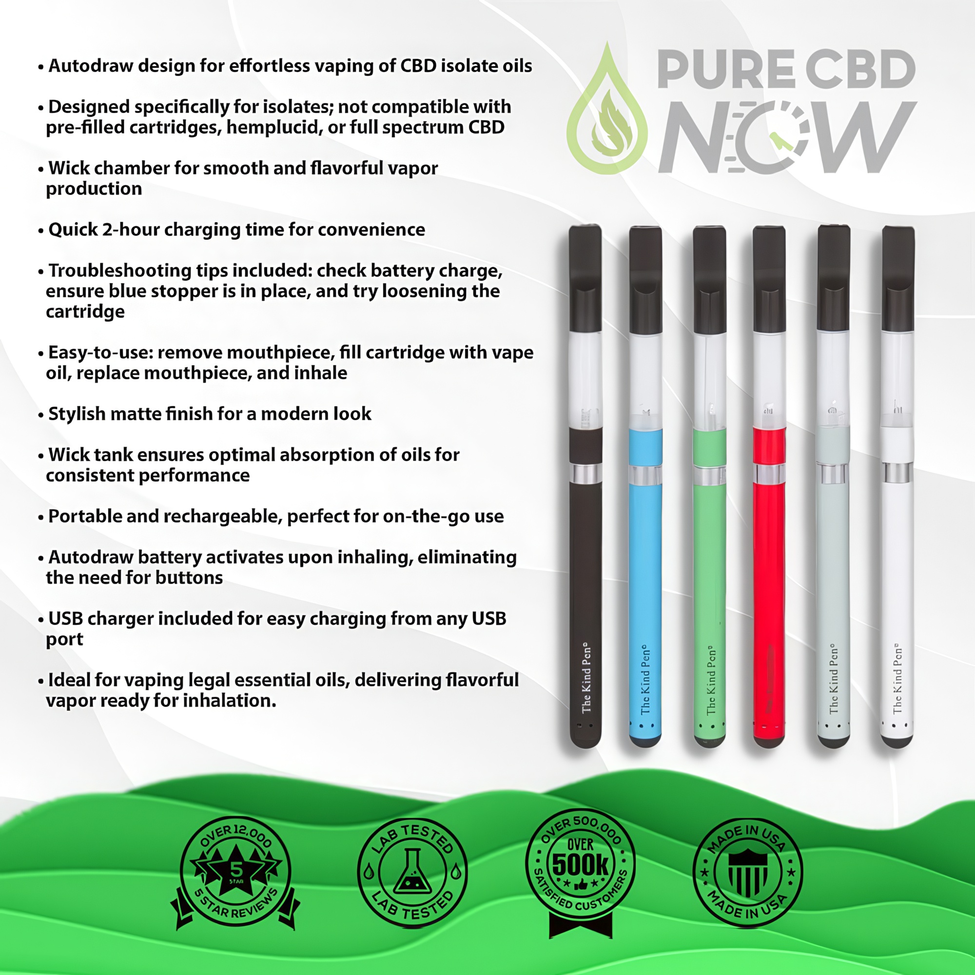 Features of The Kind Pen Slim Oil Vape Pen Autodraw