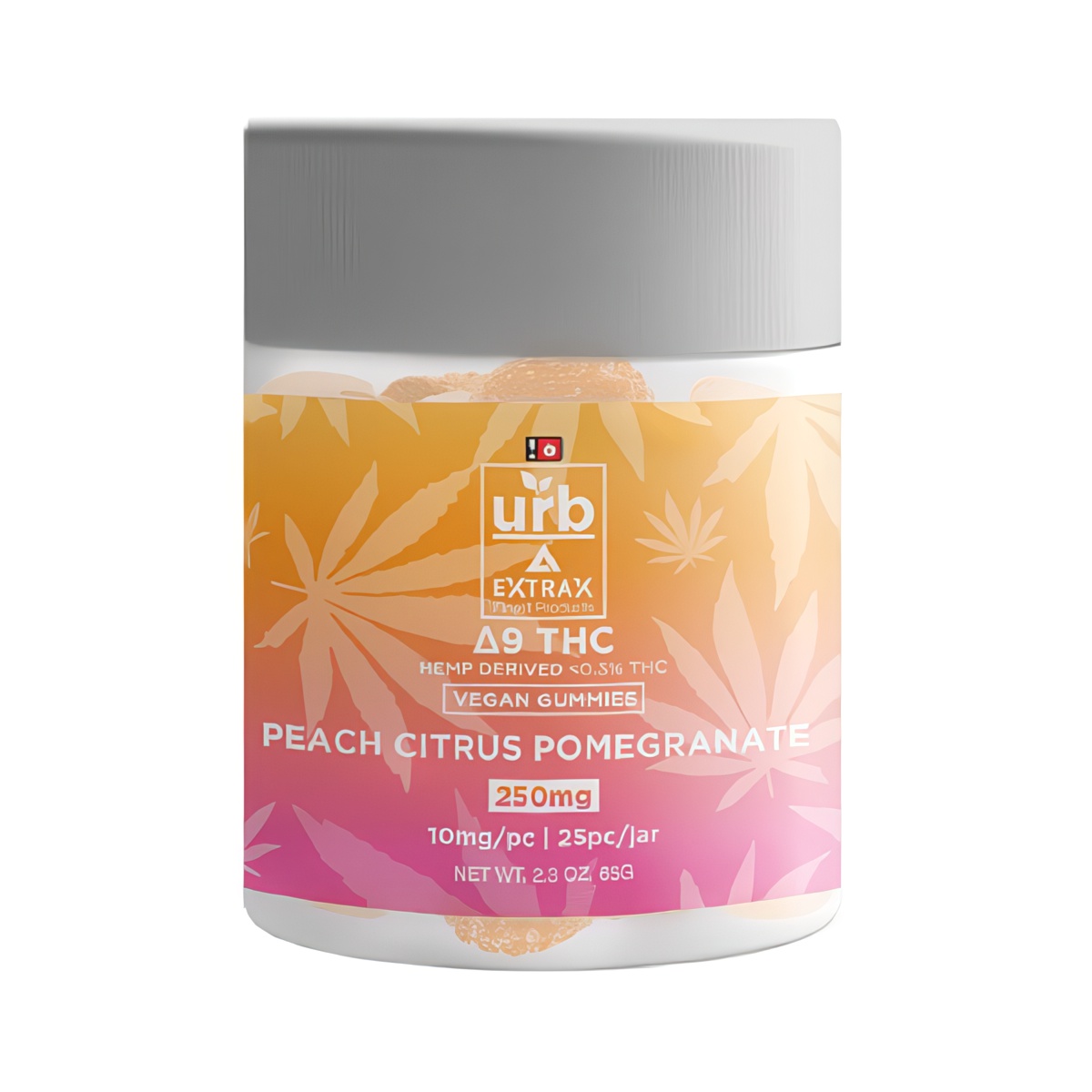 Buy URB Extrax Delta 9 THC Gummies 250mg flavor - Peach Citrus Pomegranate