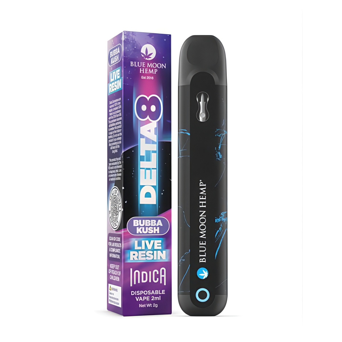 Delta 8 Live Resin 2 Gram Disposable Vape Bubba Kush