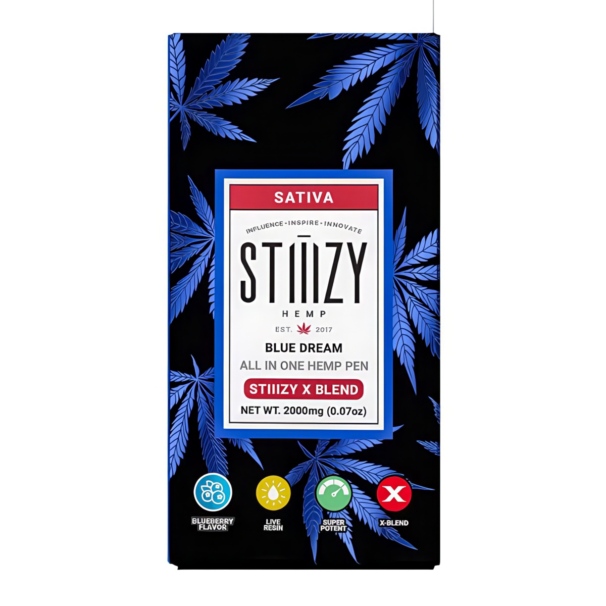 STIIIZY X Blend Disposable Vape Pen 2 Grams infused with D8, CBD, HHCP, THCP, HHC, and D10 - Blue Dream (Sativa) Strains