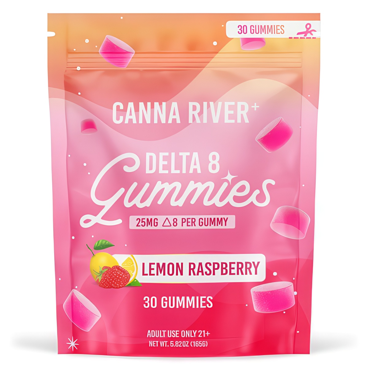Canna River Delta 8 Gummies 750mg - Lemon Raspberry