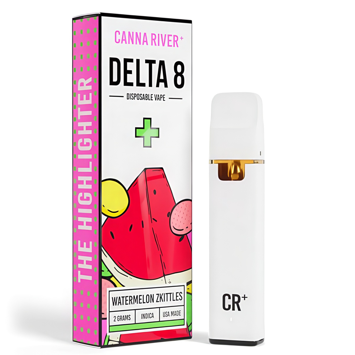 Canna River Highlighter Delta 8 Disposable 2G - Watermelon Zkittles (Indica)