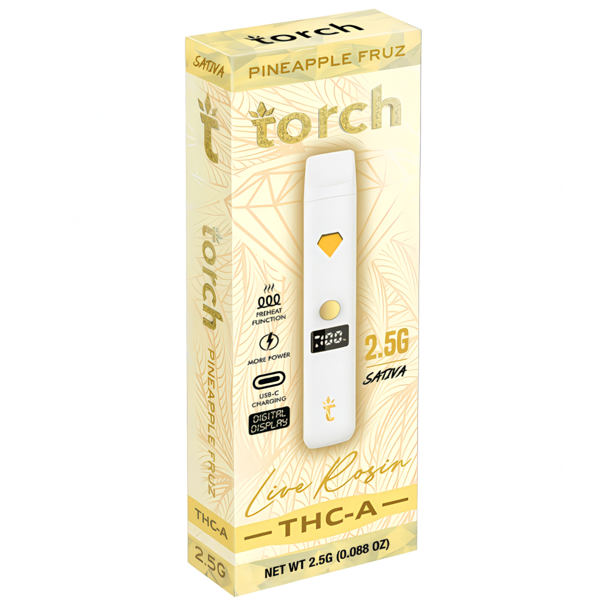 Torch Live Rosin THC-A Disposable 2.5G - Pineapple Fruz (Sativa)