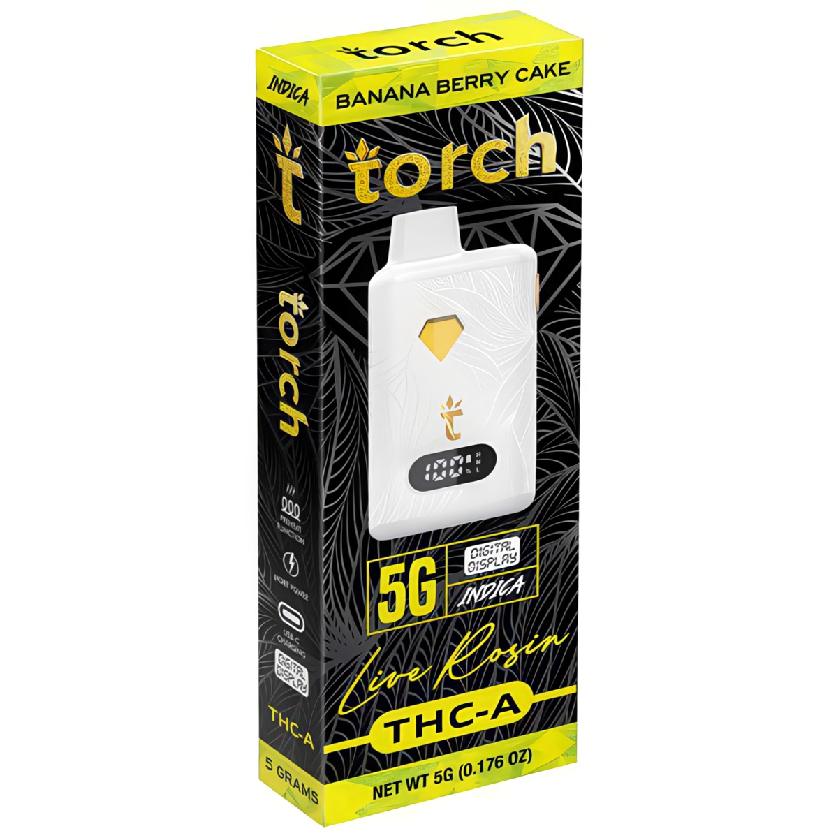 Torch Live Rosin THC-A Disposable 5 Grams strain: Banana Berry Cake (Indica)