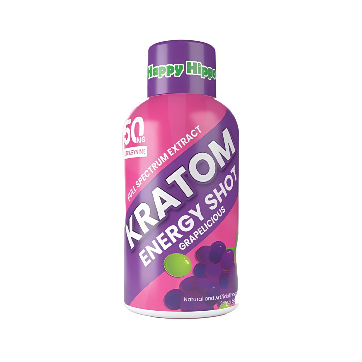 Happy Hippo Kratom Energy Shot 2oz - Grapelicious