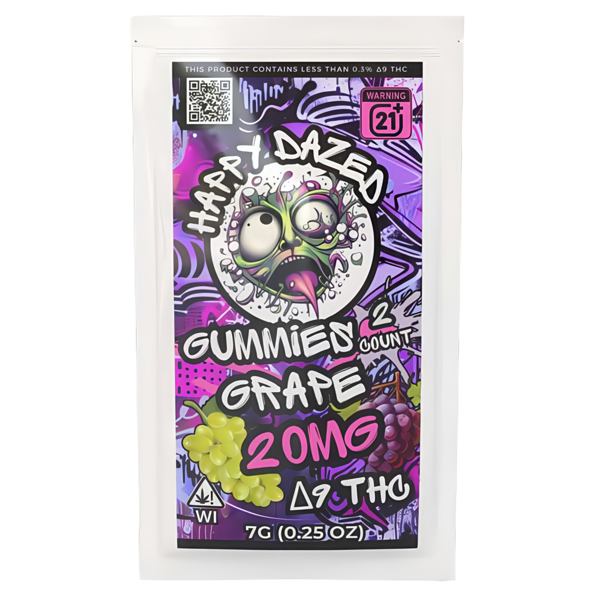 Happy Dazed D9 Gummies 2 count - Grape
