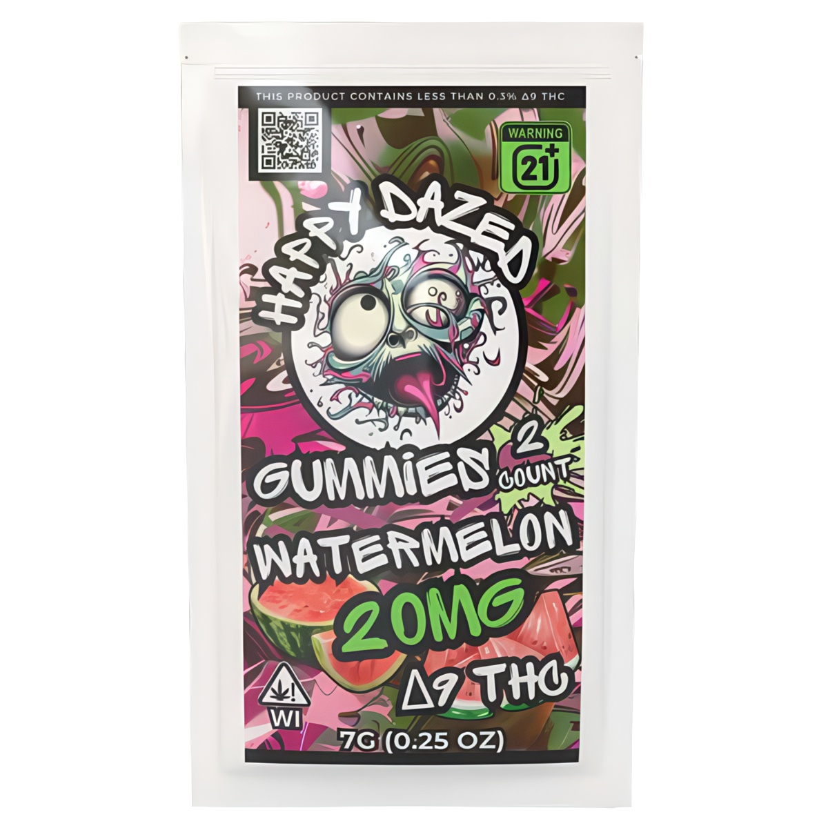 Happy Dazed D9 Gummies 2 count - Watermelon