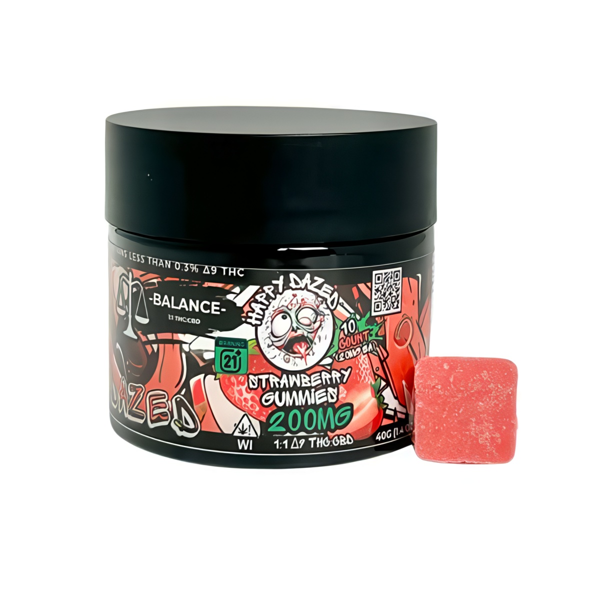 Happy Dazed Strawberry Balance Gummies 200mg 10ct