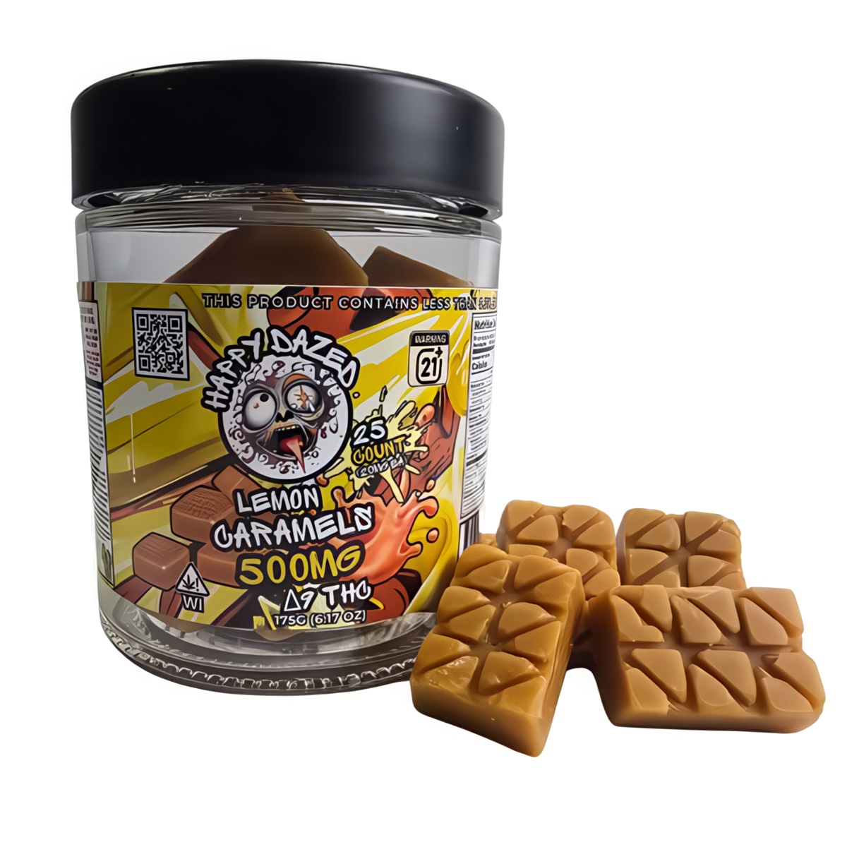 Happy Dazed Bulk Caramels 25ct - Lemon