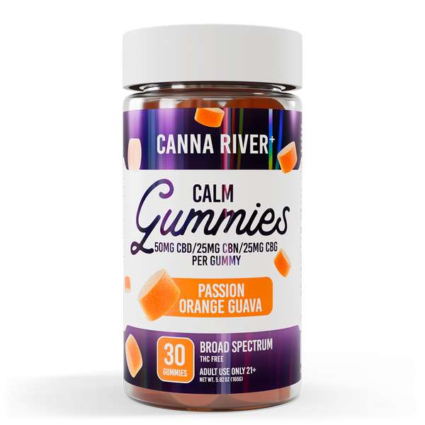 Canna River⁺ Broad Spectrum Calm CBD Gummies 30 Count - Passion, Orange, Guava