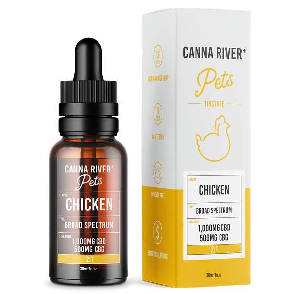Canna River⁺ Broad Spectrum CBD Pet Tincture 30mL - 1000mg CBD + 500mg CBG - Chicken