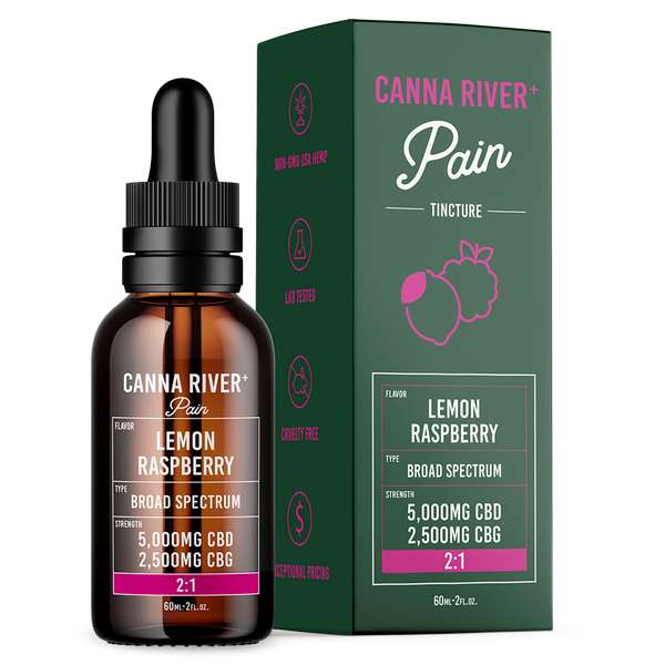 Canna River⁺ Broad Spectrum CBD Pain Tincture 60mL - Lemon Raspberry