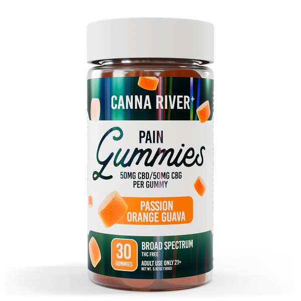 Canna River⁺ Broad Spectrum Pain CBD Gummies 30 Count - Passion, Orange, Guava
