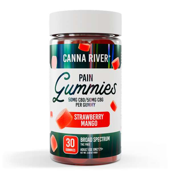 Canna River⁺ Broad Spectrum Pain CBD Gummies 30 Count - Strawberry Mango