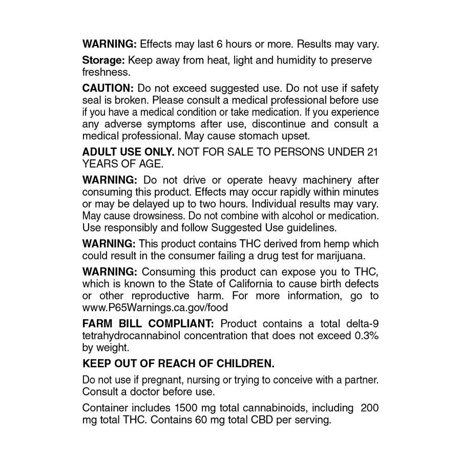 D9 THC gummies supplement facts ingredients