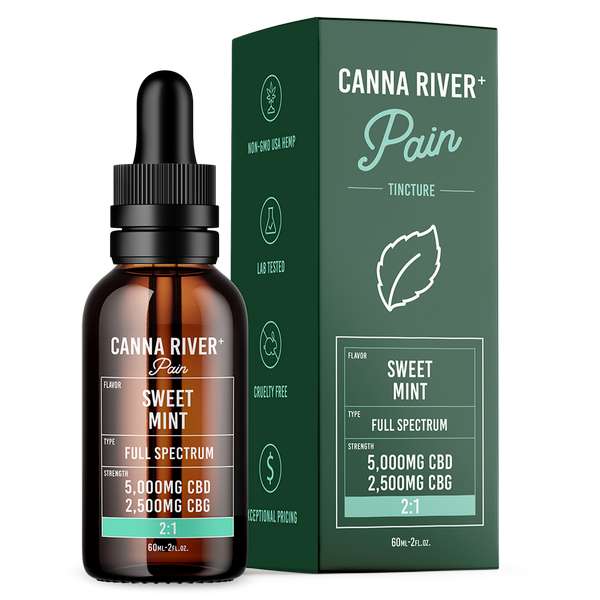Canna River⁺ Full Spectrum CBD Pain Tincture 5000 CBD + 2500 CBG - Sweet Mint