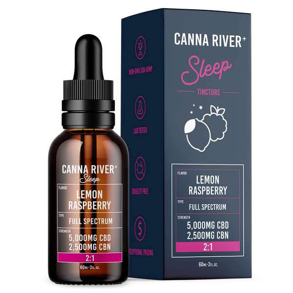 Canna River⁺ Full Spectrum CBD Sleep Tincture 5000 CBD + 2500 CBN - Lemon Raspberry