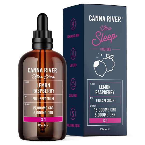 Canna River⁺ Full Spectrum CBD Ultra Sleep Tincture 15000 CBD + 5000 CBN - Lemon Raspberry