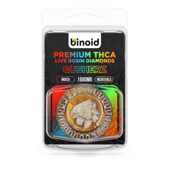 Binoid THC-A Diamonds Live Rosin Wax Dabs 1500mg - Gusherz (Indica)