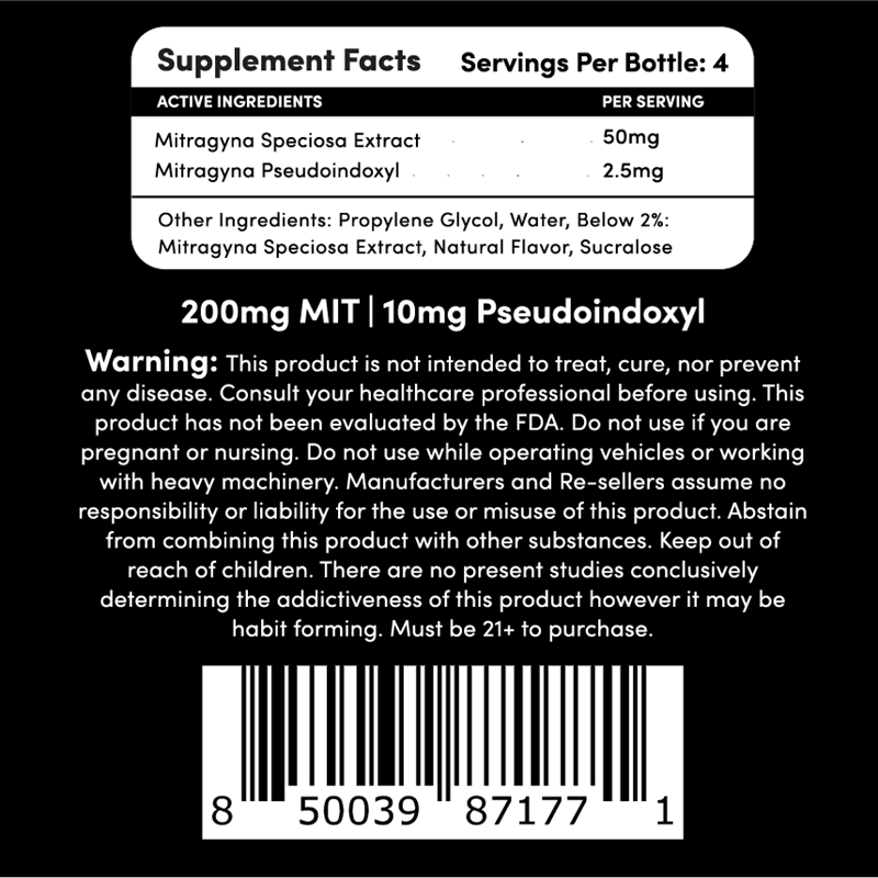 RED Liquid Kratom Extract back label